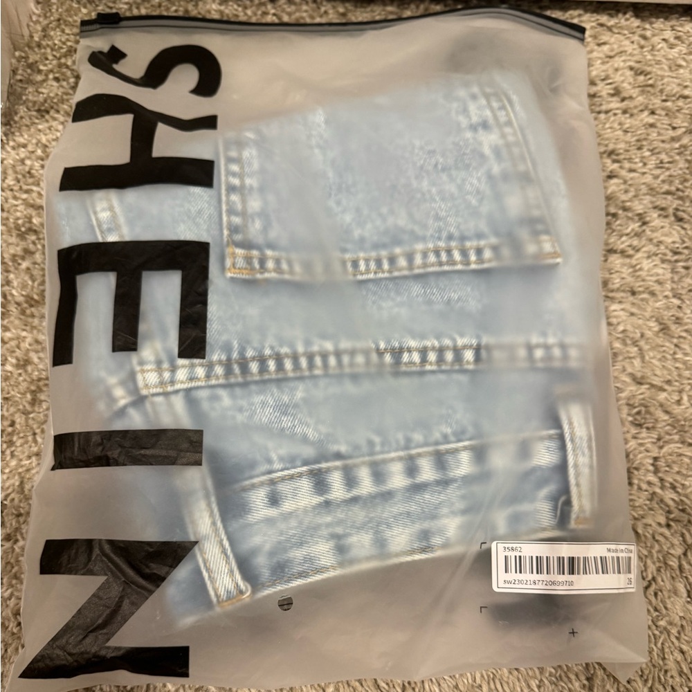 SHEIN Acid Wash Light Blue Denim Shorts